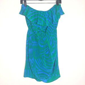 Amanda Uprichard Women's 100% Silk Off The Shoulders Vacation Mini Dress EUC P